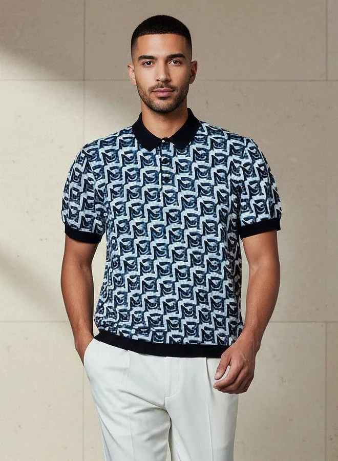 إمبيرور Emperor Men Short Sleeves Jacquard Polo T-shirt