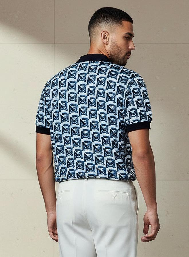 Emperor Men Short Sleeves Jacquard Polo T-shirt - Image 3