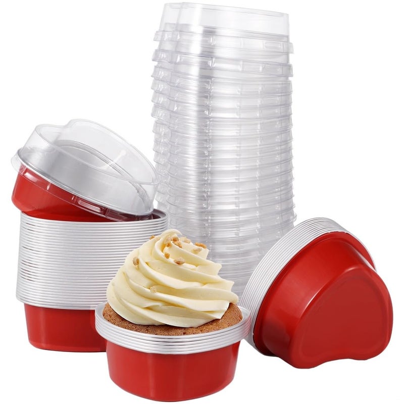 Reusable Aluminum Foil Heart Cake Pans 100ml 50 Pcs For Weddings Birthdays Valentines Day - Image 3