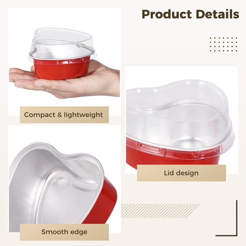 Reusable Aluminum Foil Heart Cake Pans 100ml 50 Pcs For Weddings Birthdays Valentines Day - Image 4