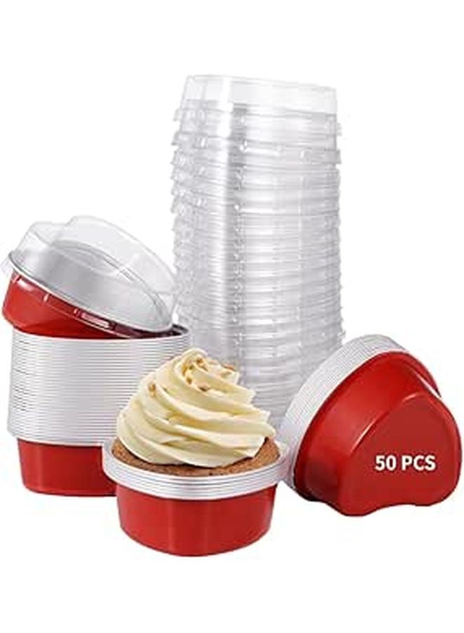 Reusable Aluminum Foil Heart Cake Pans 100ml 50 Pcs For Weddings Birthdays Valentines Day - Image 1
