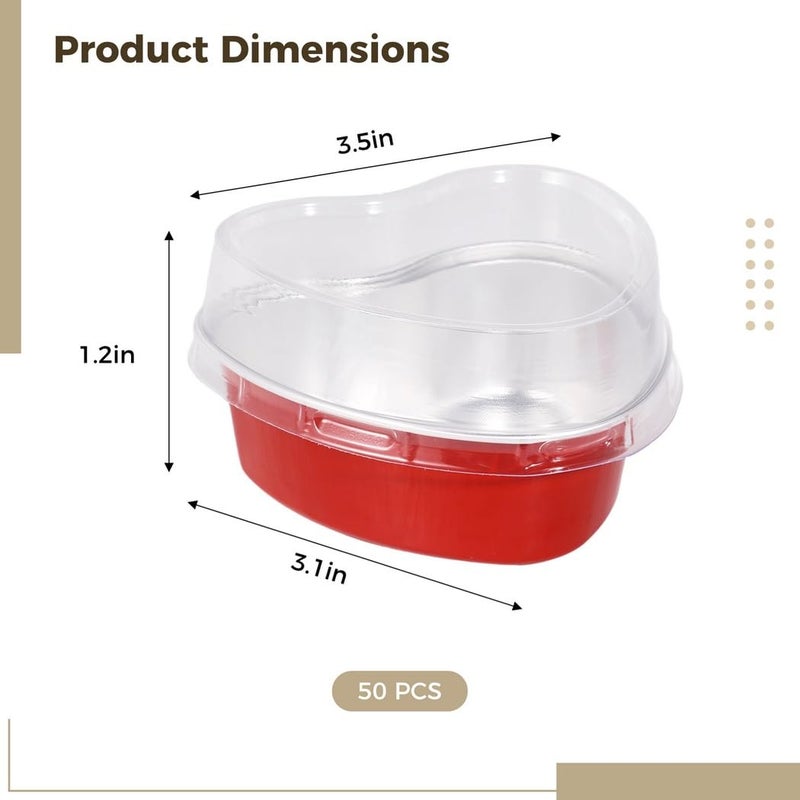 Reusable Aluminum Foil Heart Cake Pans 100ml 50 Pcs For Weddings Birthdays Valentines Day - Image 5