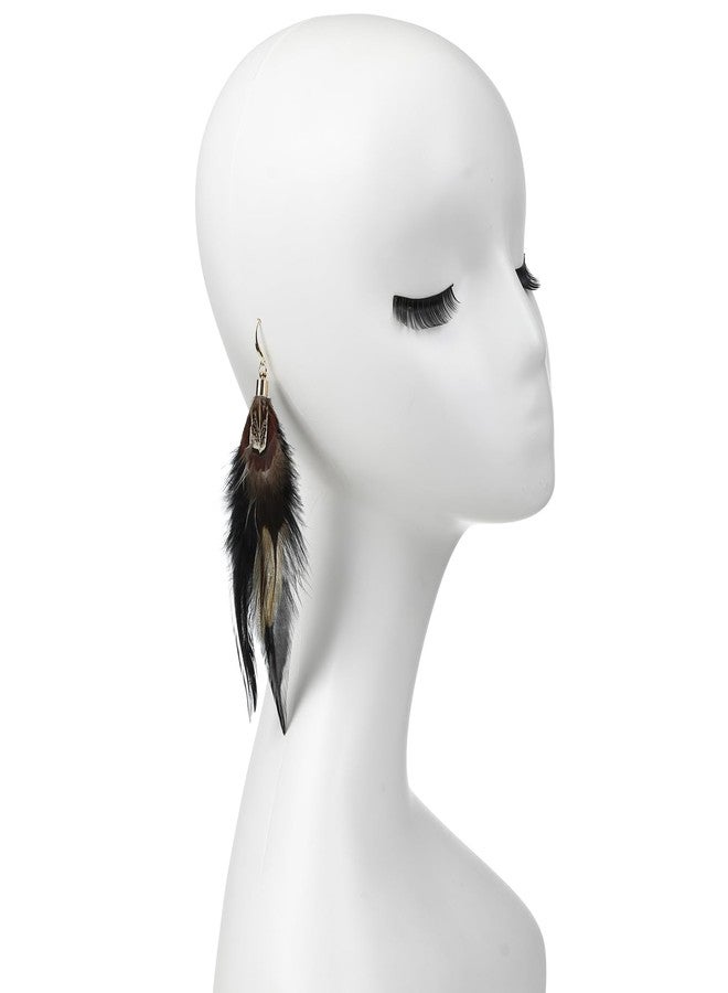 lureme Bohemian Style Multicolor Pheasant Feathers Dangle Earrings Large Feather Drop Earrings(er006405-5) - Image 3