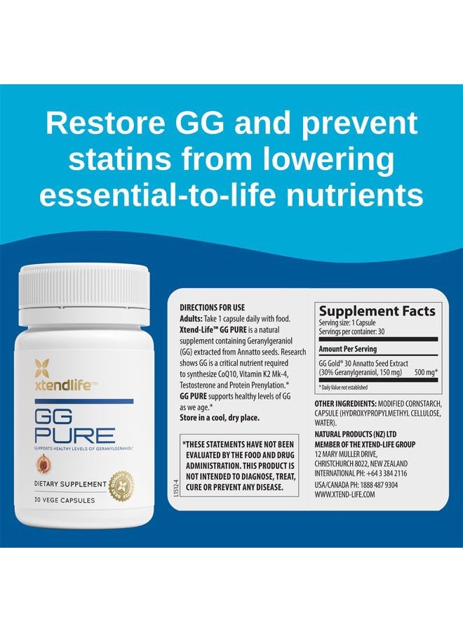 Xtendlife GG Pure - Geranylgeraniol (GG) Cardio Health and Healthy Aging- Helps Prevent Statins from Lowering CoQ10, 30 Capsules (1 Month Supply) - Image 2