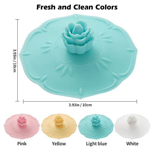 Keweilian rose Silicone Cup Covers Set of 4 Multicolored Silicone Lids for Mugs Cups Tea PotsFlexible Mug CoversHot Cup Lids for Coffee Tea - Image 3