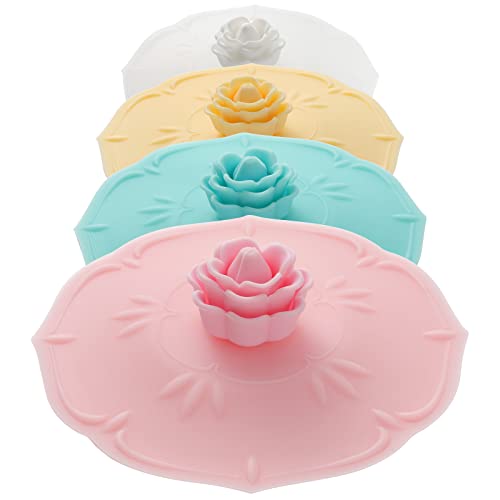 Keweilian rose Silicone Cup Covers Set of 4 Multicolored Silicone Lids for Mugs Cups Tea PotsFlexible Mug CoversHot Cup Lids for Coffee Tea - Image 1
