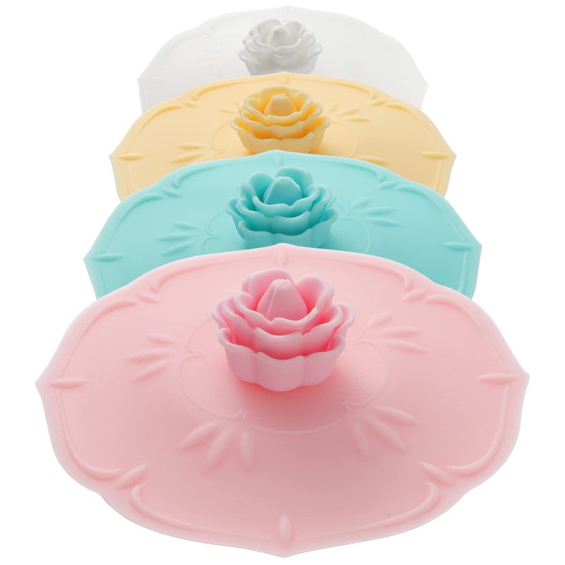 Keweilian rose Silicone Cup Covers Set of 4 Multicolored Silicone Lids for Mugs Cups Tea PotsFlexible Mug CoversHot Cup Lids for Coffee Tea - Image 2