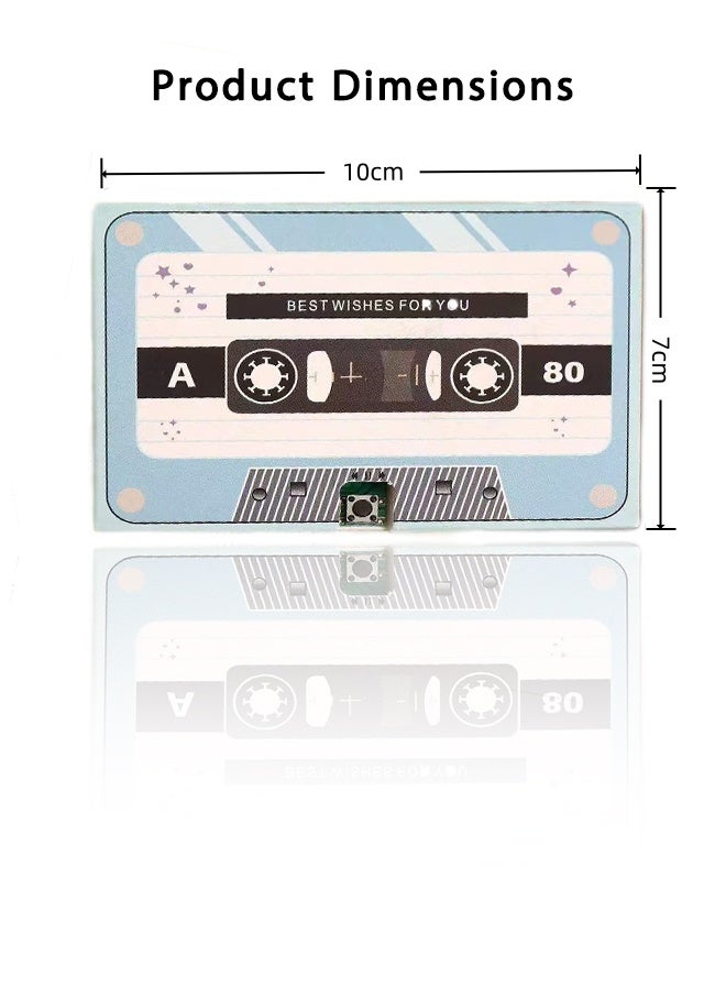 DAREU Voice Greeting Card – 60 Second Recordable Audio Card with Playback – Retro Cassette Talking Sound Card – Personalized Voice Message Greeting for Birthday, Wedding, Anniversary, Special Occasions – Sky Blue - Image 4