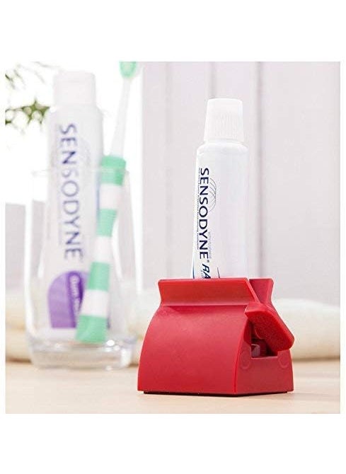 Prostuff.in Prostuffin 1 Pcs Easily Wall Mounted 5 Toothbrush Holder Storage with Dust Proof Cover Holder with Plastic Tooth Paste Squeezer Cream Tube Squeezing Dispenser Rolling Free Multicolor  - Image 5