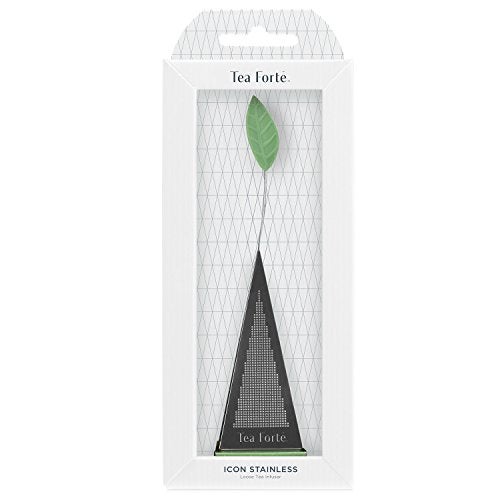 Tea Forte Icon Stainless Steel Loose Leaf Tea Infuser, Extra Fine Strainer with Silicone Leaf and Base - Image 2