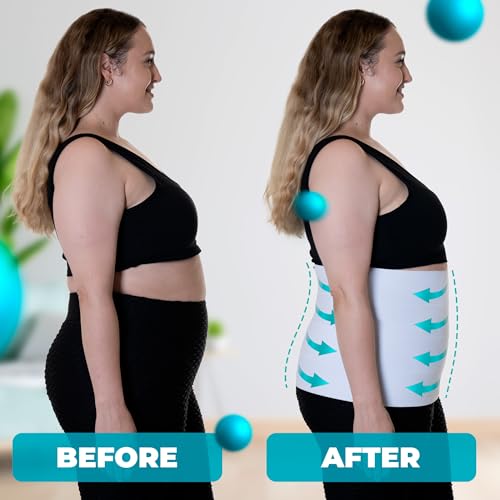 QORE LOGIQ Plus Size Abdominal Binder Post Surgery - C Section Belly Binder, Postpartum Belly Band, Adjustable 12" Compression Wrap for Stomach & Hernia Belt, White 4XL - Image 2