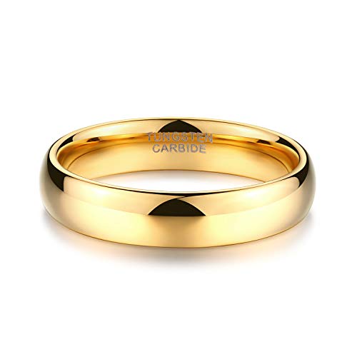 TRUMIUM 4mm Tungsten Wedding Band Ring for Men Women 24K Gold Plated Domed High Polished Comfort Fit 8 - Image 3