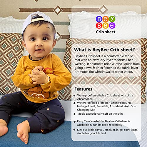 Bey Bee BeyBee Waterproof Quick Dry Sheet for Baby| Bed Pad Anti-Piling Fleece Extra Absorbent Washable Matress Protector| Baby Bed Protector Sheet for Toddler Children, Large Size, 140x100cm, Firoza - Image 5