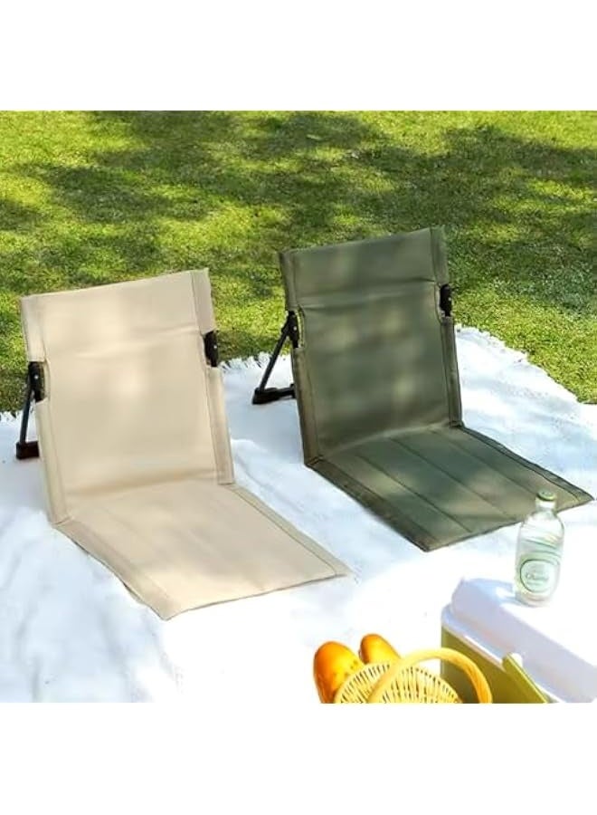 Starwell Outdoor Camping Ultra-light Comfortable Folding Chair Park Leisure Beach Chair Portable Single Lazy Chair Back Camping Chairs (Cream) - Image 1