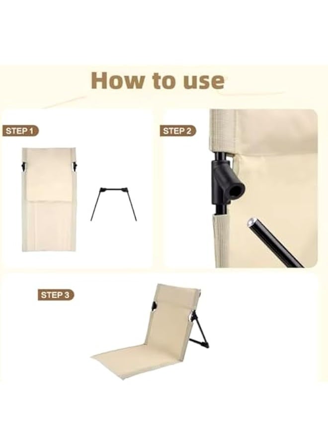 Starwell Outdoor Camping Ultra-light Comfortable Folding Chair Park Leisure Beach Chair Portable Single Lazy Chair Back Camping Chairs (Cream) - Image 4