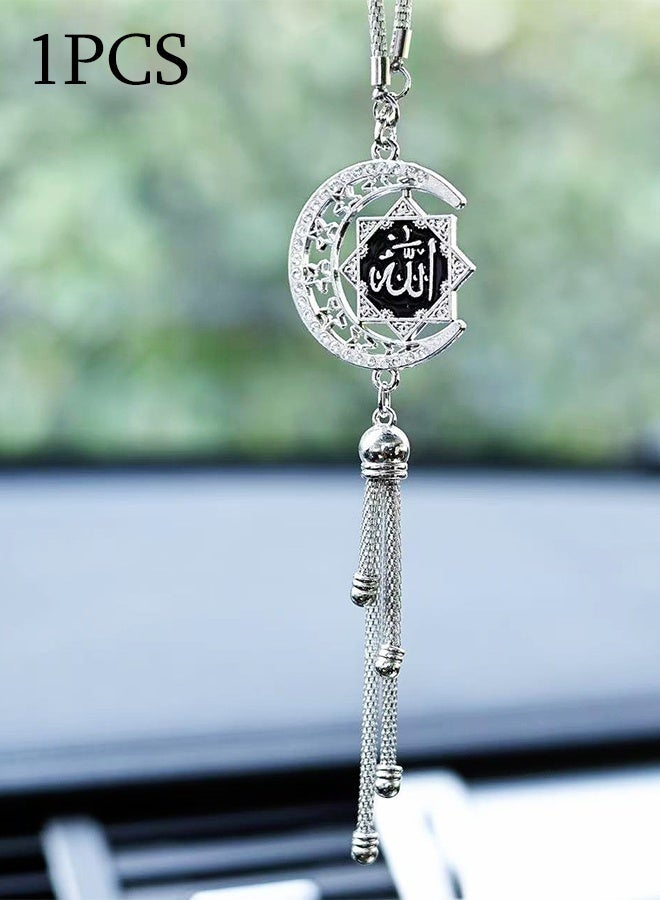 KANGLI Bling Star & Moon Shape Car Ornaments Car Interior Mirror Ornaments Car Diamond Rearview Mirror Accessories Car Hanging Ornament Pendant Decoration Accessories for Women Men - Image 1