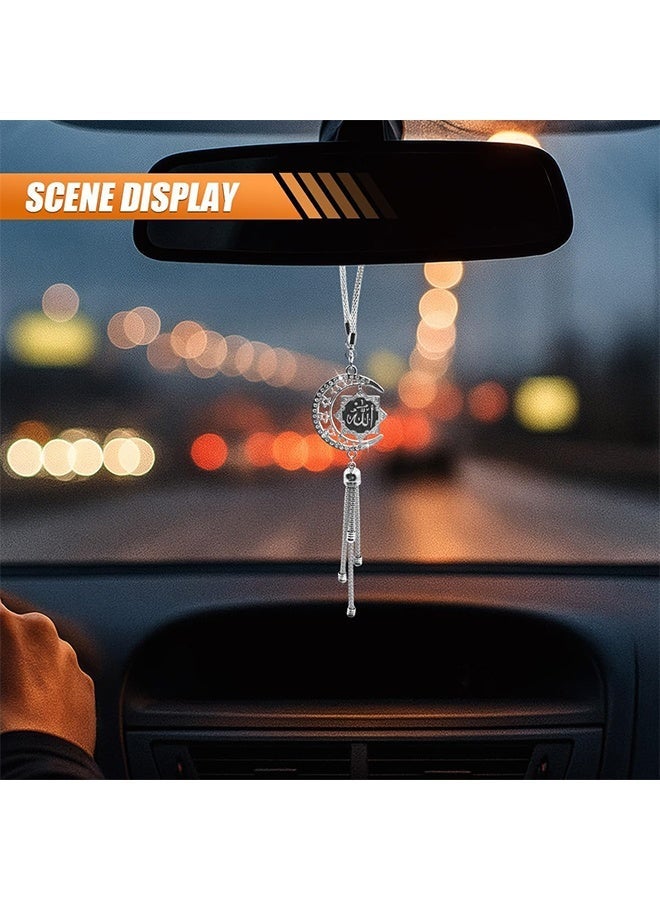 KANGLI Bling Star & Moon Shape Car Ornaments Car Interior Mirror Ornaments Car Diamond Rearview Mirror Accessories Car Hanging Ornament Pendant Decoration Accessories for Women Men - Image 2