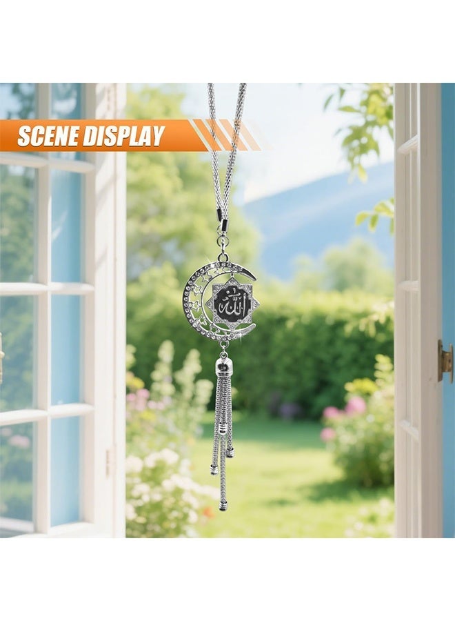 KANGLI Bling Star & Moon Shape Car Ornaments Car Interior Mirror Ornaments Car Diamond Rearview Mirror Accessories Car Hanging Ornament Pendant Decoration Accessories for Women Men - Image 5