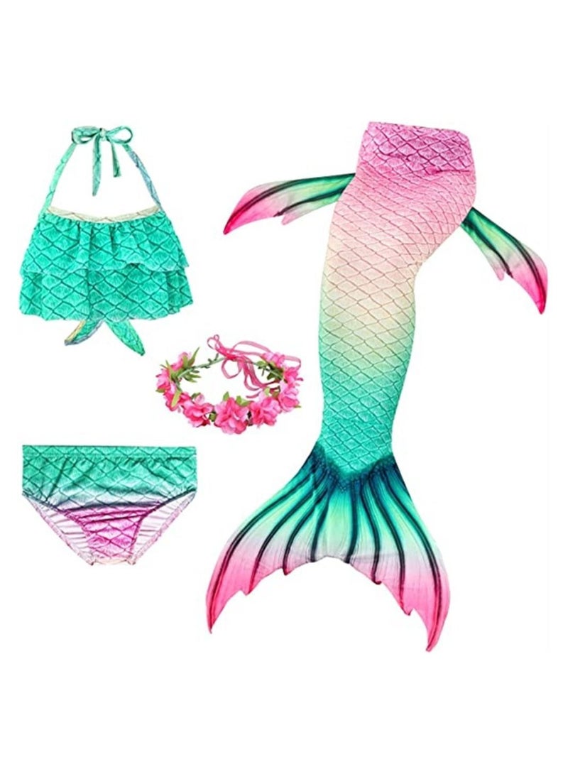 Generic Girl Swimsuit, Girls' One-Piece Swimwear, 3 Piece Set Kids Mermaid Swimming Princess Bikini Bathing Suit Set, Tail for Girls Gift  - Image 3