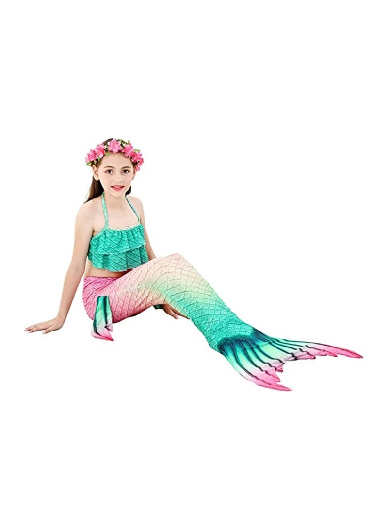 Generic Girl Swimsuit, Girls' One-Piece Swimwear, 3 Piece Set Kids Mermaid Swimming Princess Bikini Bathing Suit Set, Tail for Girls Gift  - Image 5