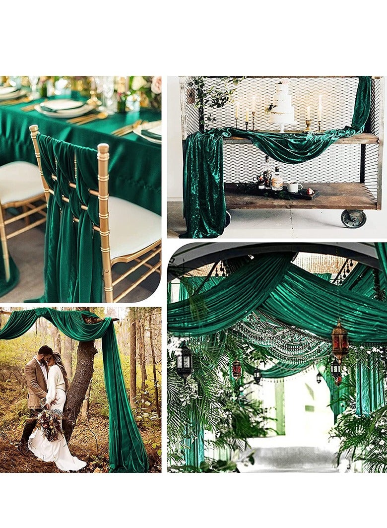 Velvet Decoration Tablecloth, Wedding, Festival, Birthday, Dinner, Graduation Decoration, Indoor and Outdoor Party Supplies for Home, Restaurant, Hotel, Cafe (74x305cm, Green)  - Image 5