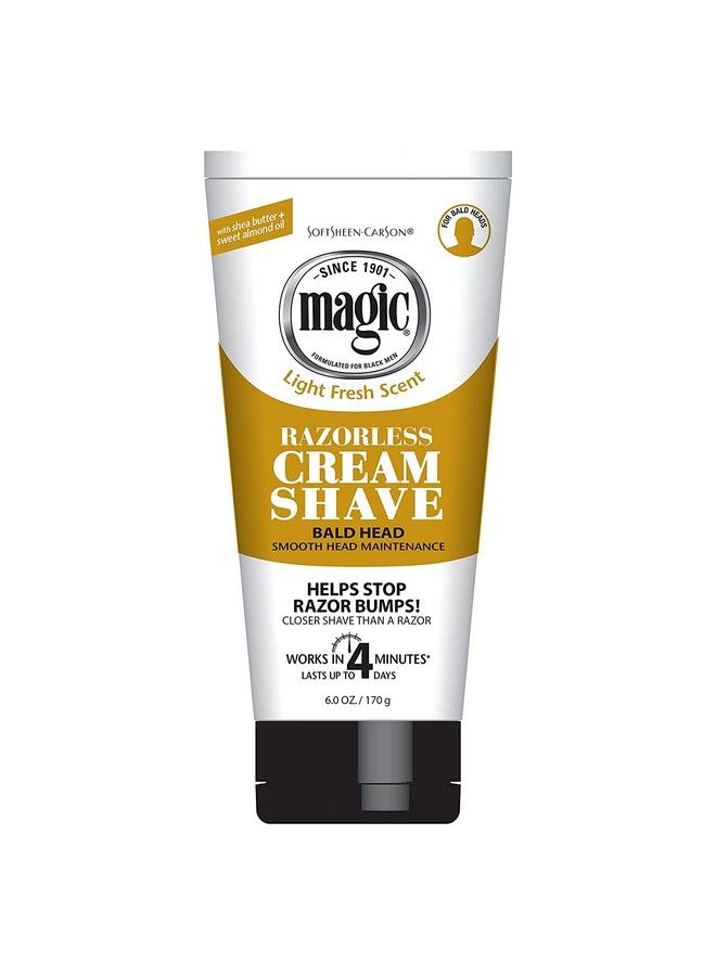 Magic Razorless Cream Shave Bald Head 6 Ounce Tube (177Ml) (3 Pack) - Image 1