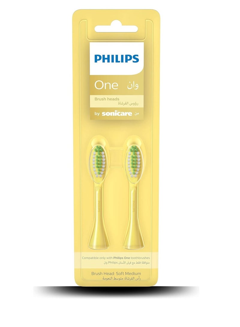 PHILIPS SONICARE Philips One by Sonicare, 2 Brush Heads, Mango Yellow, BH1022/02 - Image 1