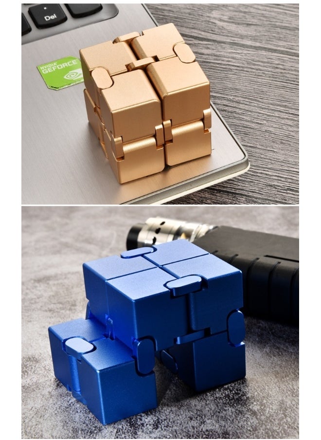 Laravel Metal Infinity Cube Toy For Kids Teens And Adults Best Desk Novelty Toy And Sensory Tool For Fidgeting Anxiety And Stress Relief Cool Office Decor And Gift For Men In Metal Aluminum Fidget Toy Spinners  - Image 4
