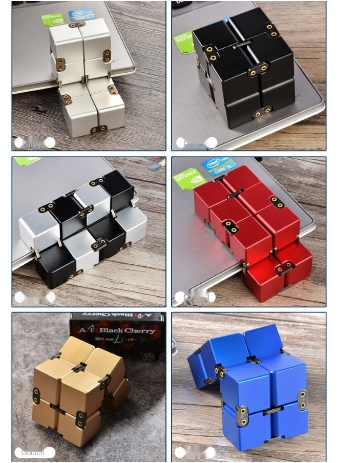 Laravel Metal Infinity Cube Toy For Kids Teens And Adults Best Desk Novelty Toy And Sensory Tool For Fidgeting Anxiety And Stress Relief Cool Office Decor And Gift For Men In Metal Aluminum Fidget Toy Spinners  - Image 3