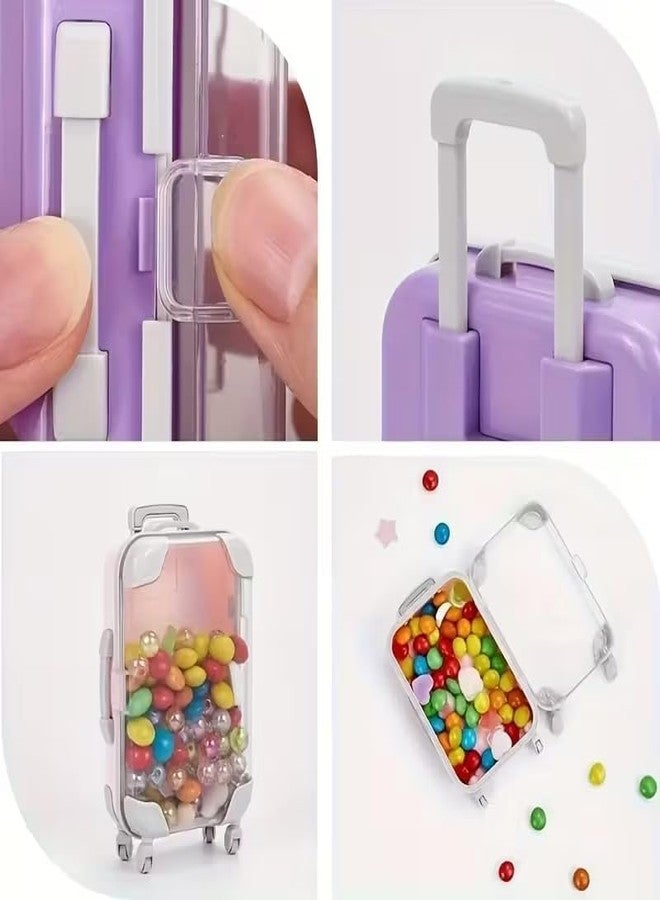 AARUX Cute Mini Trolley Suitcase Makeup Organizer - Travel Cosmetic Case for Eyelash Extensions, Nail Art Tools, Lipsticks & Accessories | Clear Hard Shell Mini Storage Box for Girls & Women (PACK OF 1) - Image 3