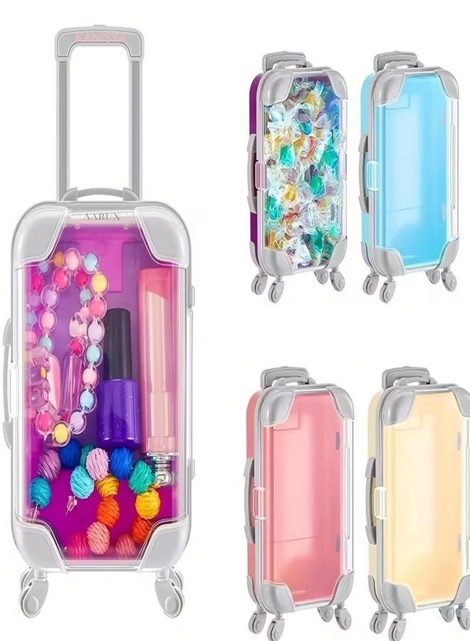 AARUX Cute Mini Trolley Suitcase Makeup Organizer - Travel Cosmetic Case for Eyelash Extensions, Nail Art Tools, Lipsticks & Accessories | Clear Hard Shell Mini Storage Box for Girls & Women (PACK OF 1) - Image 1