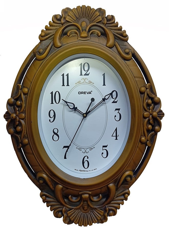 OREVA Plastic Wooden Look Unique Sweep Design Silent Wall Clock (40 x 5 x 50 cm, D Wood, AQ-7437SS) - Image 1