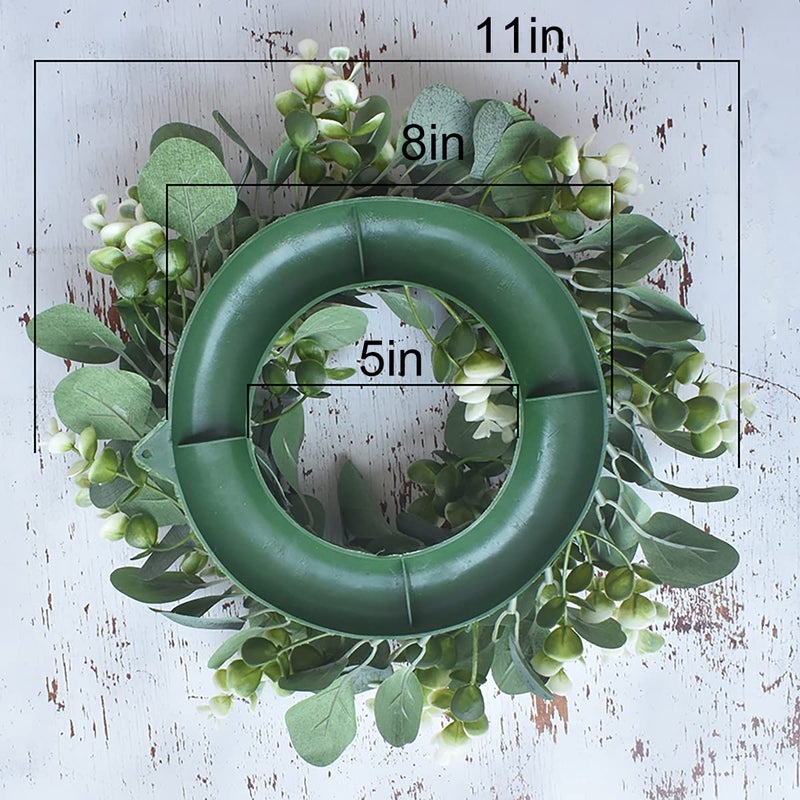 LSKYTOP 2 Pcs Green Eucalyptus Wreath Artificial Farmhouse Wreath for Door Wall Window Decor,11Inch/PC - Image 4