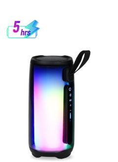 Portable Wireless Speaker with 360 degrees Multicolor Lights for Sports Beach Travel - Black