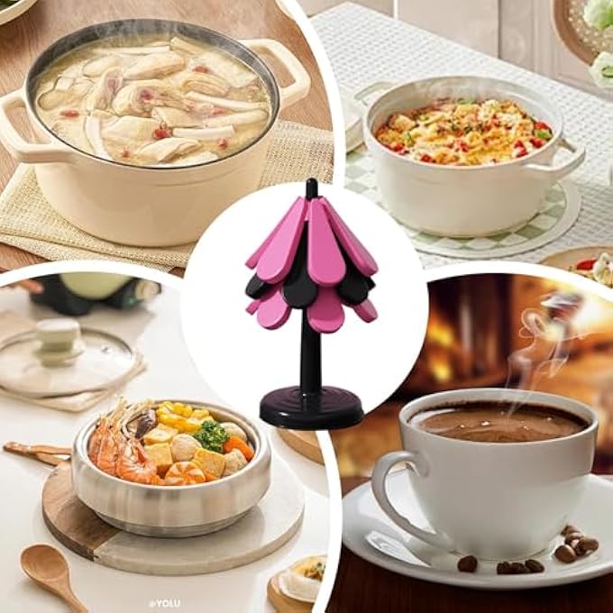 ريحني حامل ثلاثي على شكل شجرة للأواني ومضاد للحروق، وحامل لطاولة الطعام، وحامل لإبريق الشاي، وحامل للأكواب والأوعية والأطباق وأباريق الشاي والمقالي والمطابخ وغرف المعيشة وطهاة المنازل وأصحاب المنازل والفنادق والمطاعم - Image 5