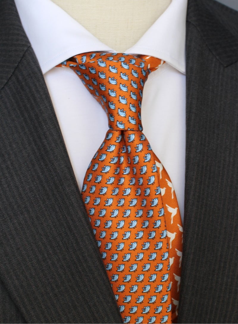 Elliot Martin Elliot Martin tie 100% Silk Twill neck ties Premium Men's Tie (Orange)  - Image 1