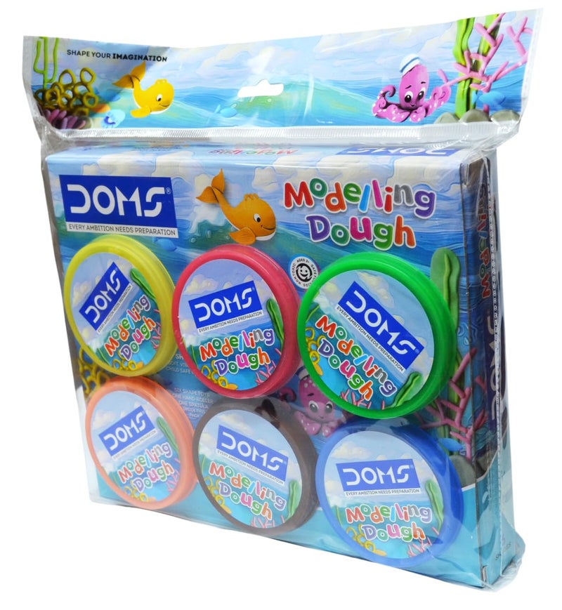 DOMS Modelling Dough 6 Shades (300 gm) |Soft, Colouful & Kneadable Dough |6 Shape Toys, One Roller, One Spatula | DIY Art & Craft Activity - Image 2