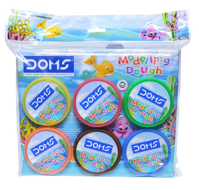 DOMS Modelling Dough 6 Shades (300 gm) |Soft, Colouful & Kneadable Dough |6 Shape Toys, One Roller, One Spatula | DIY Art & Craft Activity - Image 4