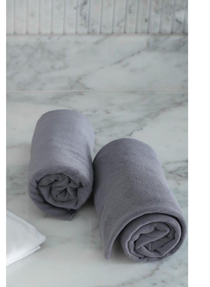 RJ Extra Large Grey Bath Towel – 90×180 cm - Image 1