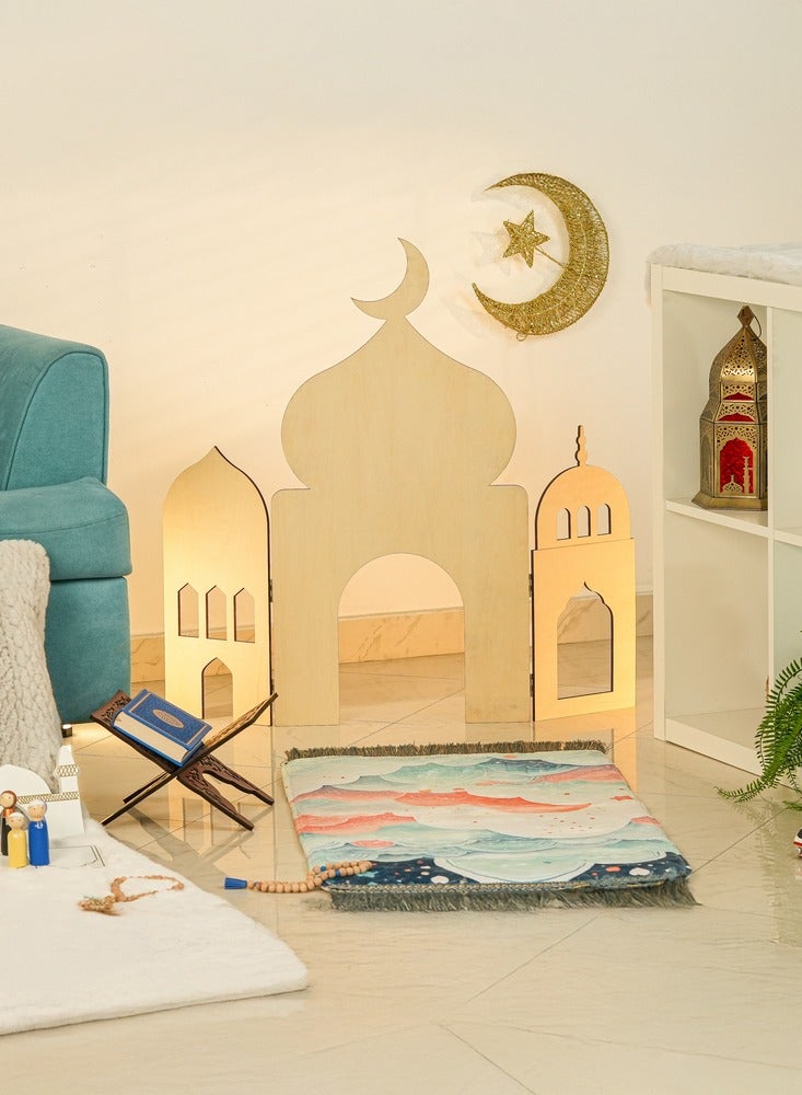 هلالفل مسجد هلال خشبي مزخرف | زينة عيد الفطر | زينة رمضان | ديكور إسلامي للمنزل | ديكور غرفة الصلاة | ركن الصلاة اليومية | ديكور إسلامي خشبي | ديكور مسجد | لمسة جمالية للمنزل - Image 3