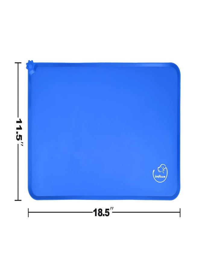 Juqiboom Silicone Waterproof Dog Cat Pet Feeding Mats, Non Slip, Easy Clean Pet Dog Cat Bowl Mats Placemat (18.5" x 11.5") Navy Blue - Image 3
