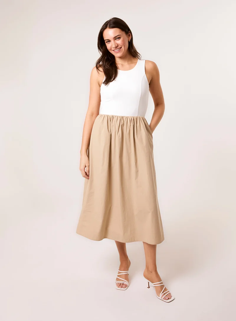 بلو فانيلا Mix Fabric Midi Dress