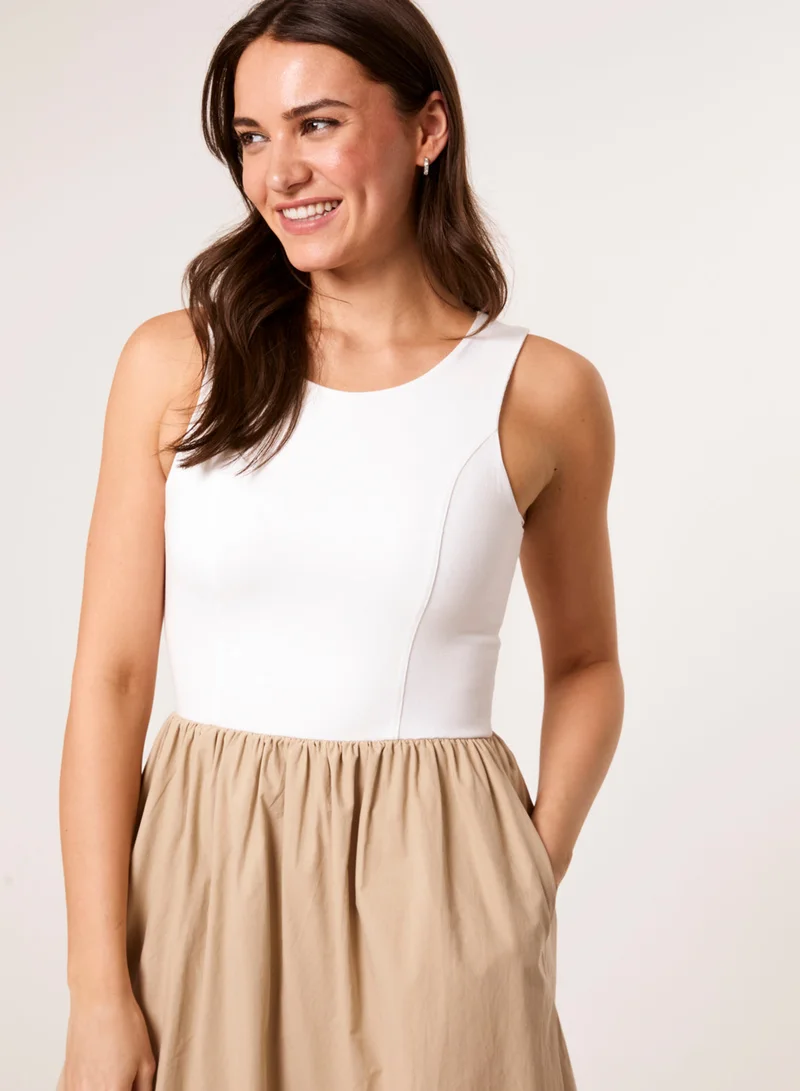 بلو فانيلا Mix Fabric Midi Dress
