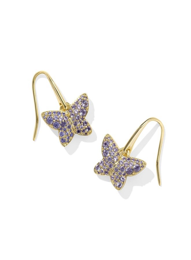 كيندرا سكوت أقراط ليليا المتدلية المطلية بالذهب عيار 14 قيراطًا من كيندرا سكوت، مرصعة بكريستال بنفسجي، مجوهرات أنيقة للنساء - Image 1