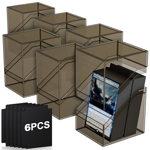 Mlikero Card Deck Cases 6 Pack Acrylic Commander Deck Box Holding 100 Sleeved Cards with 6 Dividers Sturdy Card Storage Box Fit for MTG TCG Sports Cards Black - Image 1