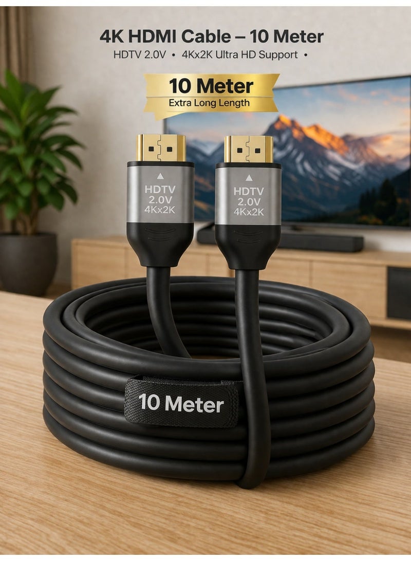 برايت كابل HDMI فائق السرعة 4K 2.0 بطول 10 أمتار - يدعم HDMI 2.0 4K ذكر إلى ذكر بطول 10 أمتار بدقة 4K عند 60 هرتز، و4K عند 120 هرتز، و2K عند 240 هرتز، و1080 بكسل عند 240 هرتز، و48 جيجابت في الثانية، وثلاثي الأبعاد، وHDR، وHDCP، وeARC، وDolby - كابل HDMI فائق السرعة لأجهزة الكمبيوتر المحمولة والكمبيوتر والشاشات وأجهزة العرض والتلفزيون وبلايستيشن 4 وبلايستيشن 5 وإكس بوكس ​​وسويتش وأجهزة التلفزيون عالية الدقة - Image 1