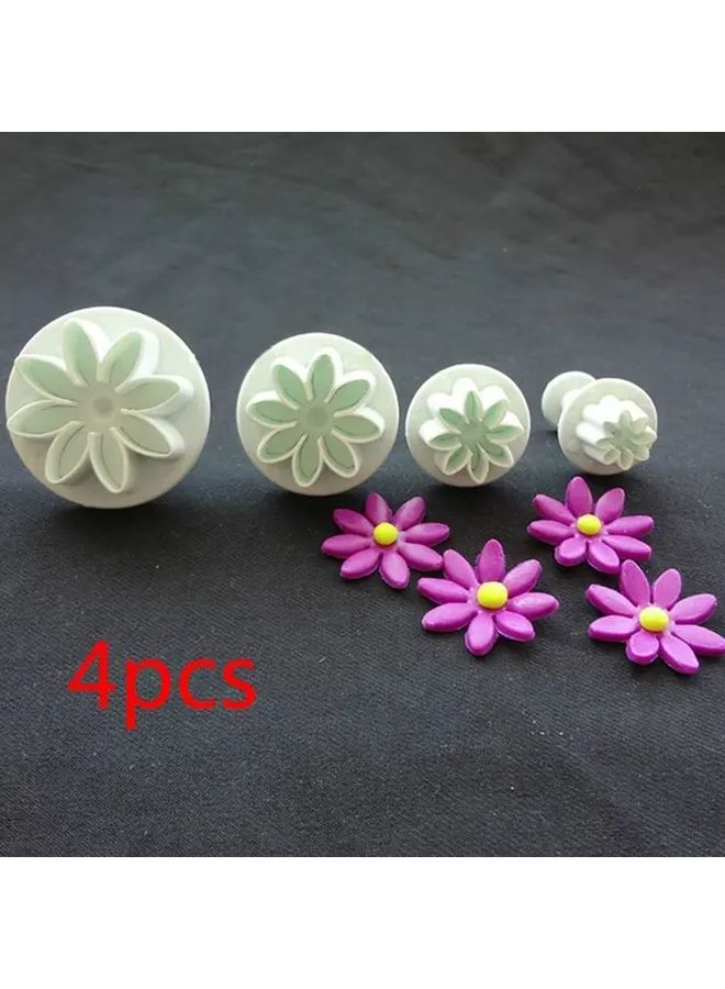 China Daisy Flower And Sunflower Plunger Cutter Set 4pc Plastic Fondant Cake Decorating Tools - Image 1