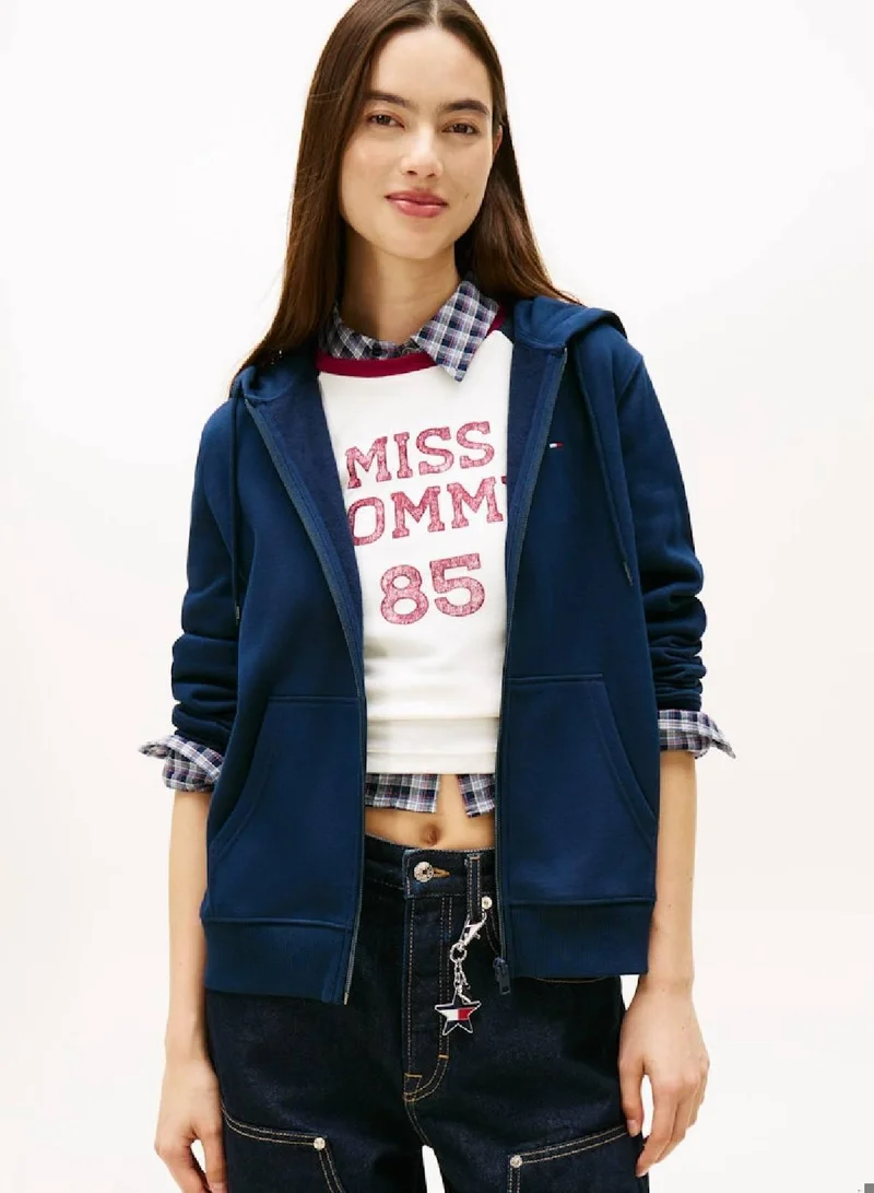 Flag Embroidery Fleece Zip-Thru Hoody