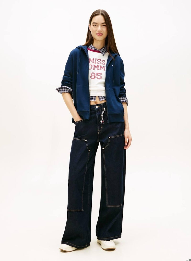 TOMMY JEANS Flag Embroidery Fleece Zip-Thru Hoody - Image 3