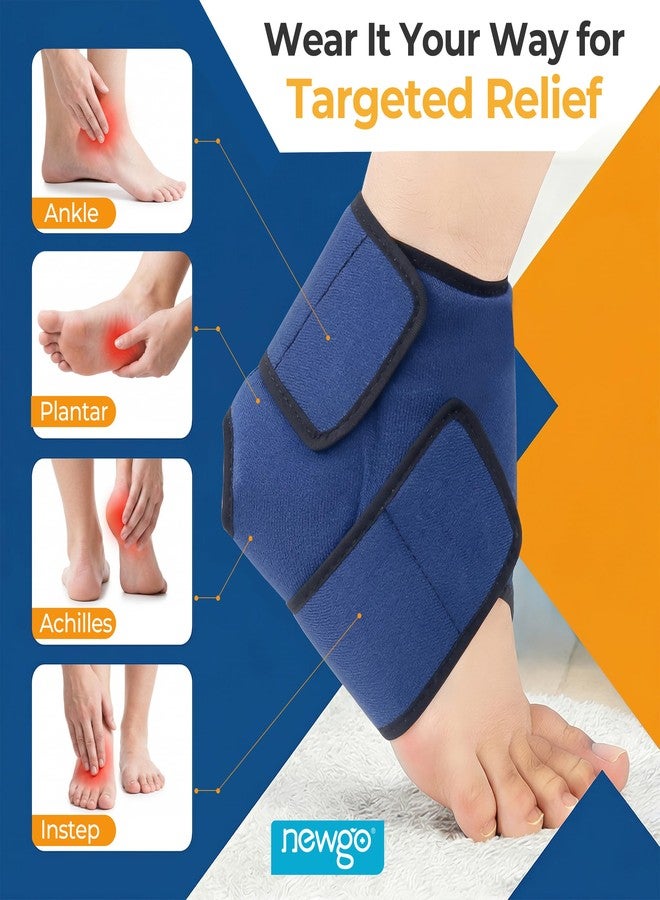 NEWGO Ankle Ice Pack Wrap for Swelling & Pain Relief, Reusable Hot Cold Gel Packs, Adjustable Brace for Plantar Fasciitis, Achilles Tendonitis, Heel Spur, Sprained Injuries - Up to 75kg Men Women - Image 4